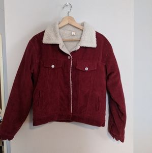 Maroon/burgundy corduroy sherpa jacket